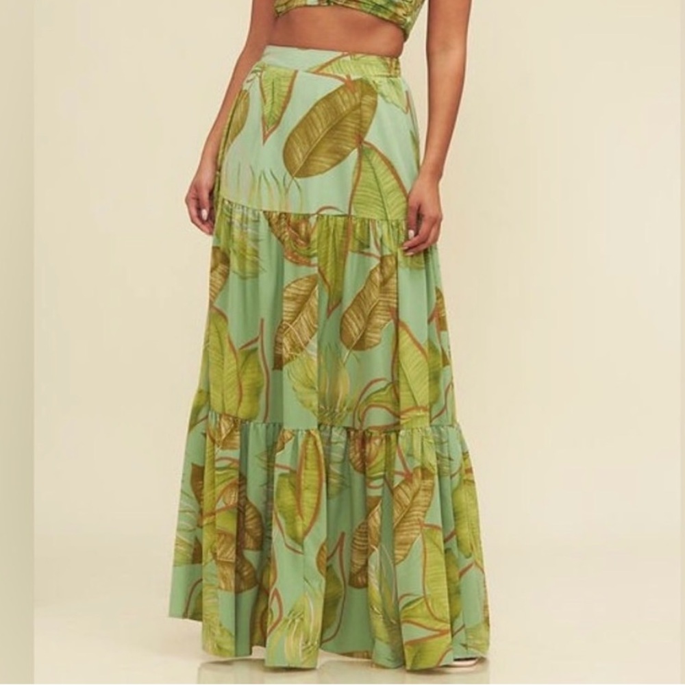 Vici You Had Me at Aloha Leafy Green Maxi Skirt